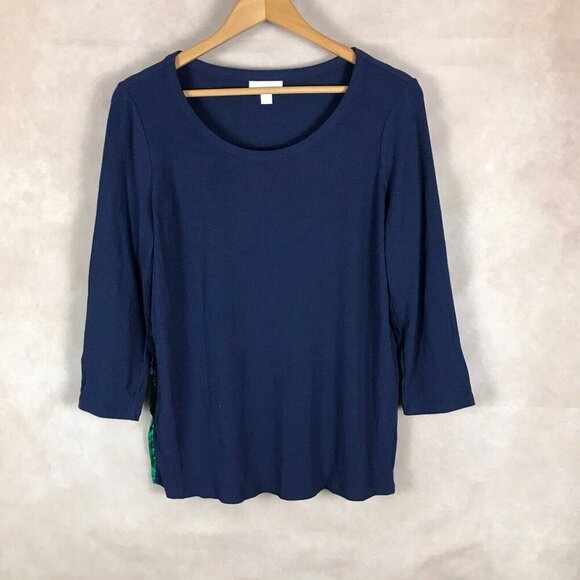 Charter Club Pleated-Back Ribbed 3/4 Sleeve Top NEW MEDIUM - Picture 2 of 10